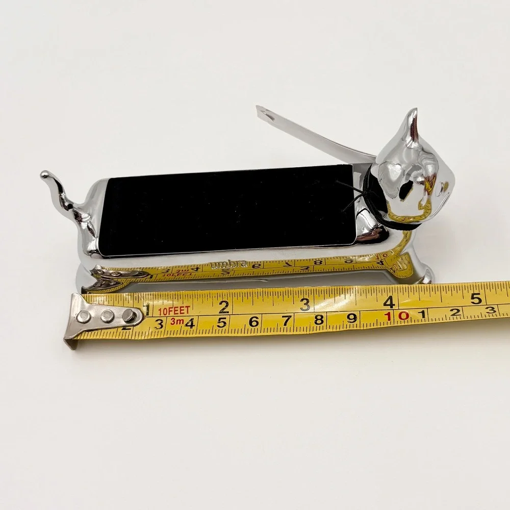 Umbra Ali Cat Silver Chrome Ring Holder Jewelry Tray Seymer Cruz Design NWT